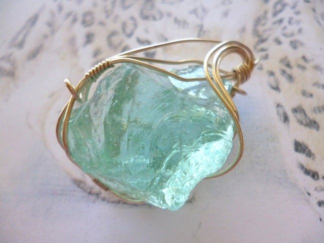 Ane'la Angel Andara volcanic glass wire wrapped pendant