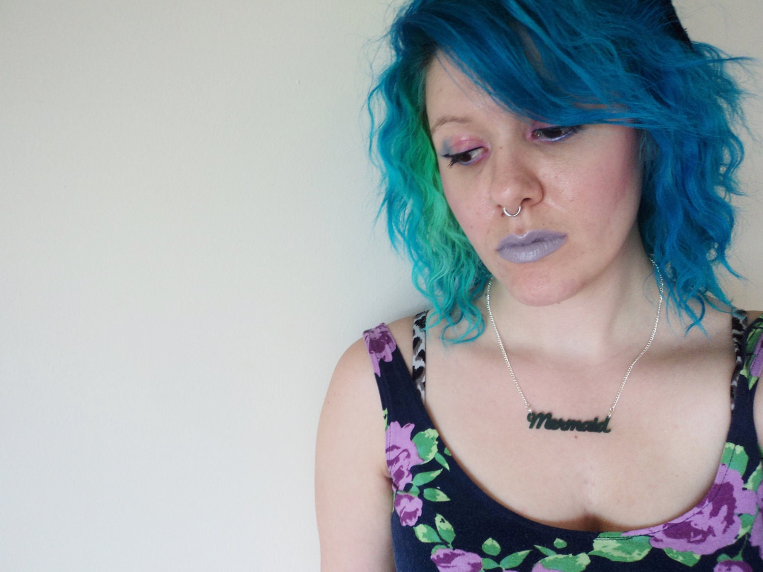 Mermaid word necklace Green acrylic