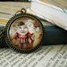 Wearable Art Jewelry - Unlikely Courtship sweethearts cute Fox girl and her Beau Pendant Necklace