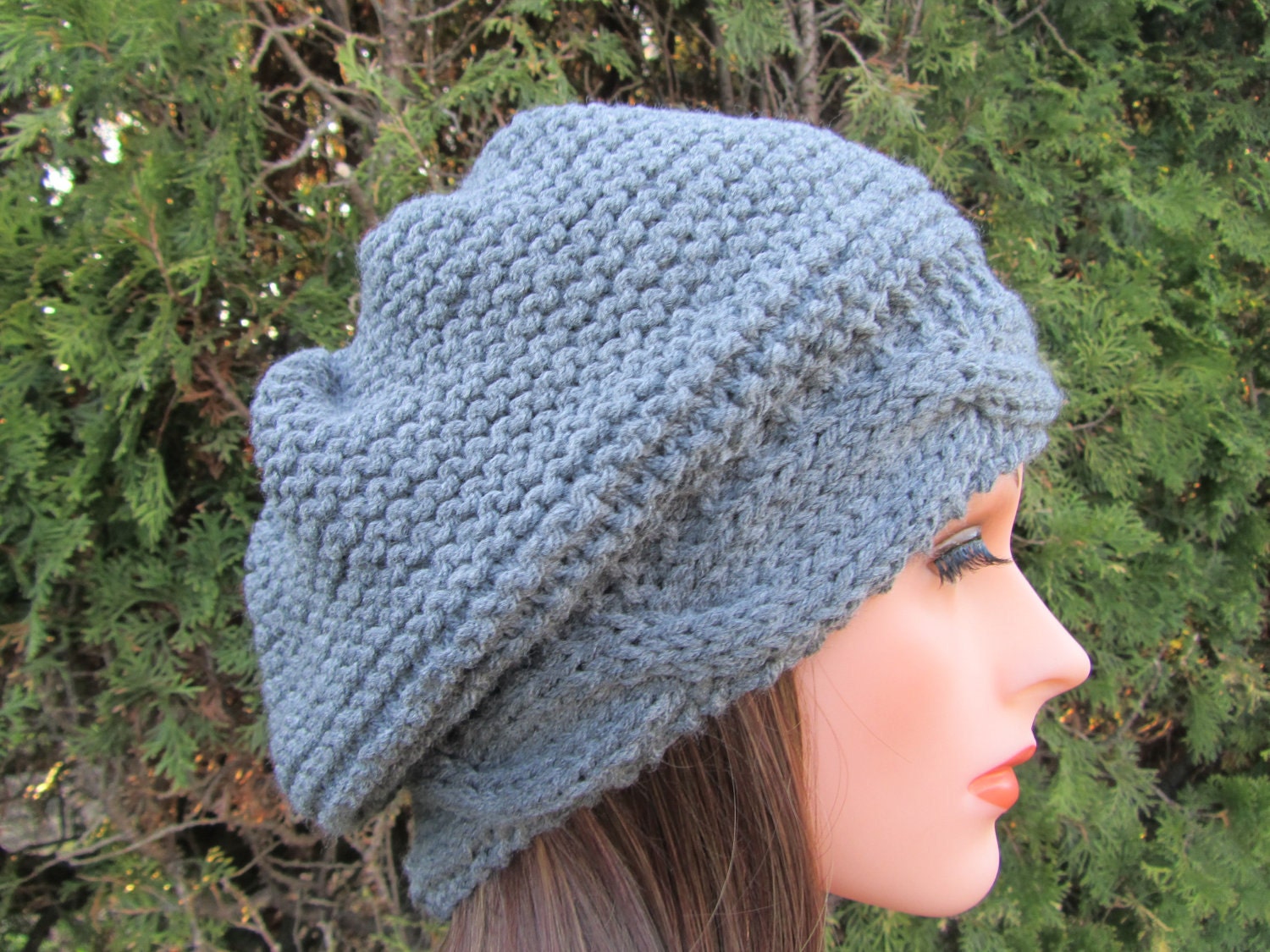 True Gray Hand Knit Hat, Beret Hat in True Gray, Spring and  Winter Women Accessories, madebyfate