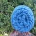 Denim Hand Knit Hat, Slouchy Hat in Denim, Knitted Navy Blue Hat, Winter Accessories