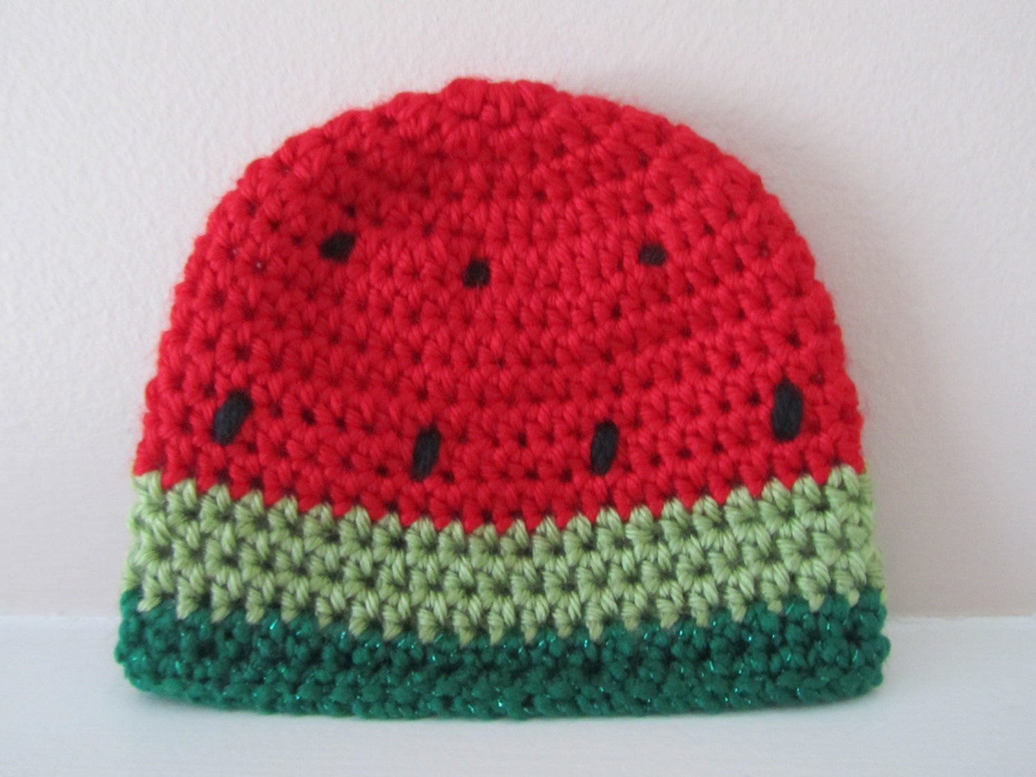 Crochet Watermelon Baby Hat, Watermelon Hat for Infants, Newborn Hat