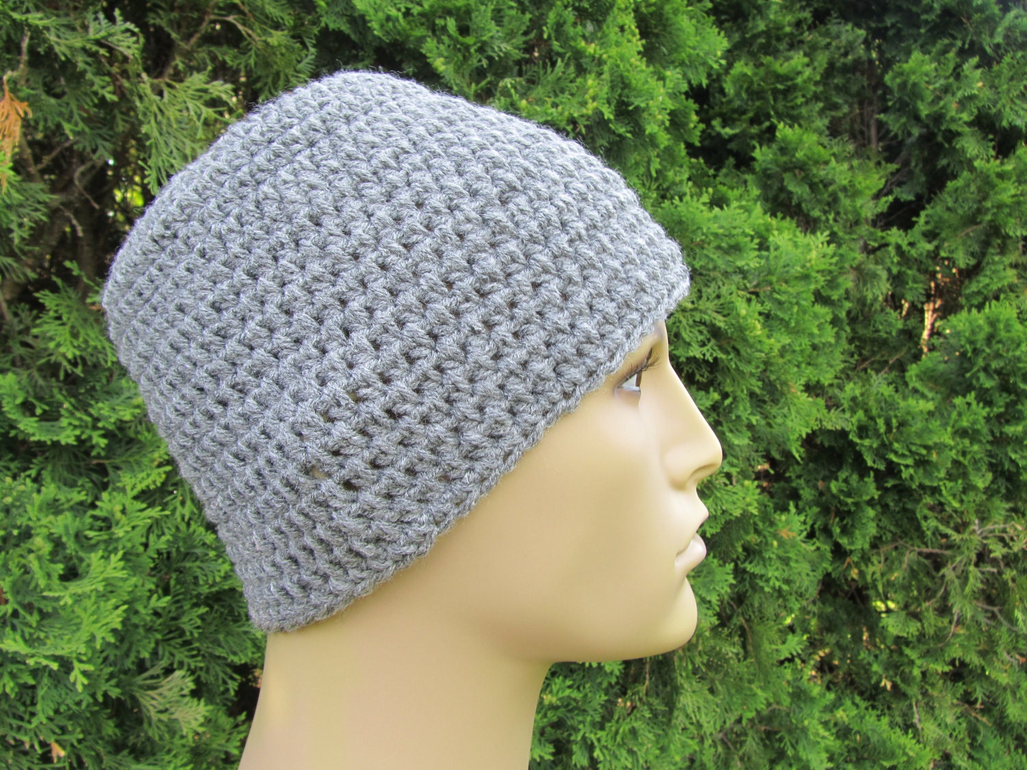 Hat for Men, Hand Knitted Gray Beanie for Men, Grey Hand Knit Hat
