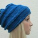 Cloche Hand Knit Hat, Unisex Hand Knitted Hat, Tam Hat in Ocean Blue,  Blue Hat for Men and Women