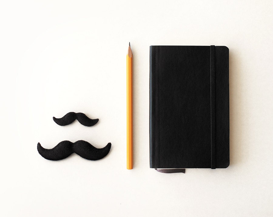 Set of 2 mustache brooches / Black mustache pin / Gift for him under 15, 20, 25 USD / Father's Day gift