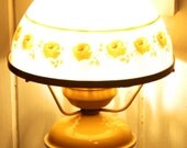 Vintage Milk Glass Rose Table Lamp.  C. 1960's
