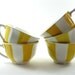 Vintage french tea cup, ceramic cup, yellow and white,set of 5