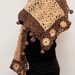 Crochet Shawl, Bolero, Shrug, Convertible, Beige And Brown, Size 63 inch/160 cm x 14.6 inch/37cm