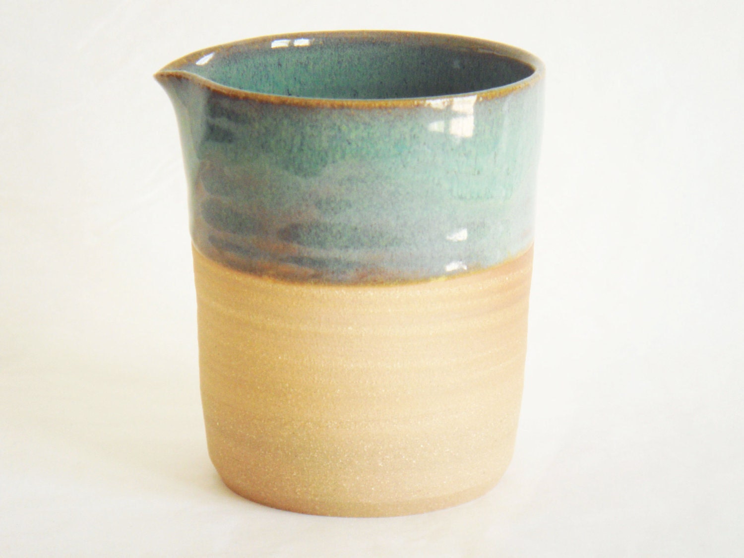 Ceramic creamer, green pottery pitcher, Forest series
