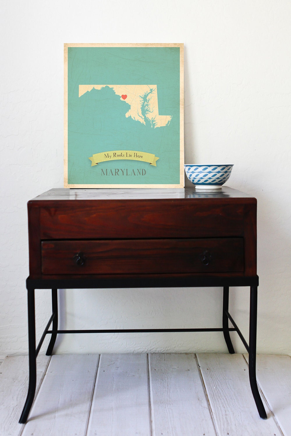 Maryland Roots Map 11x14 Customized Print