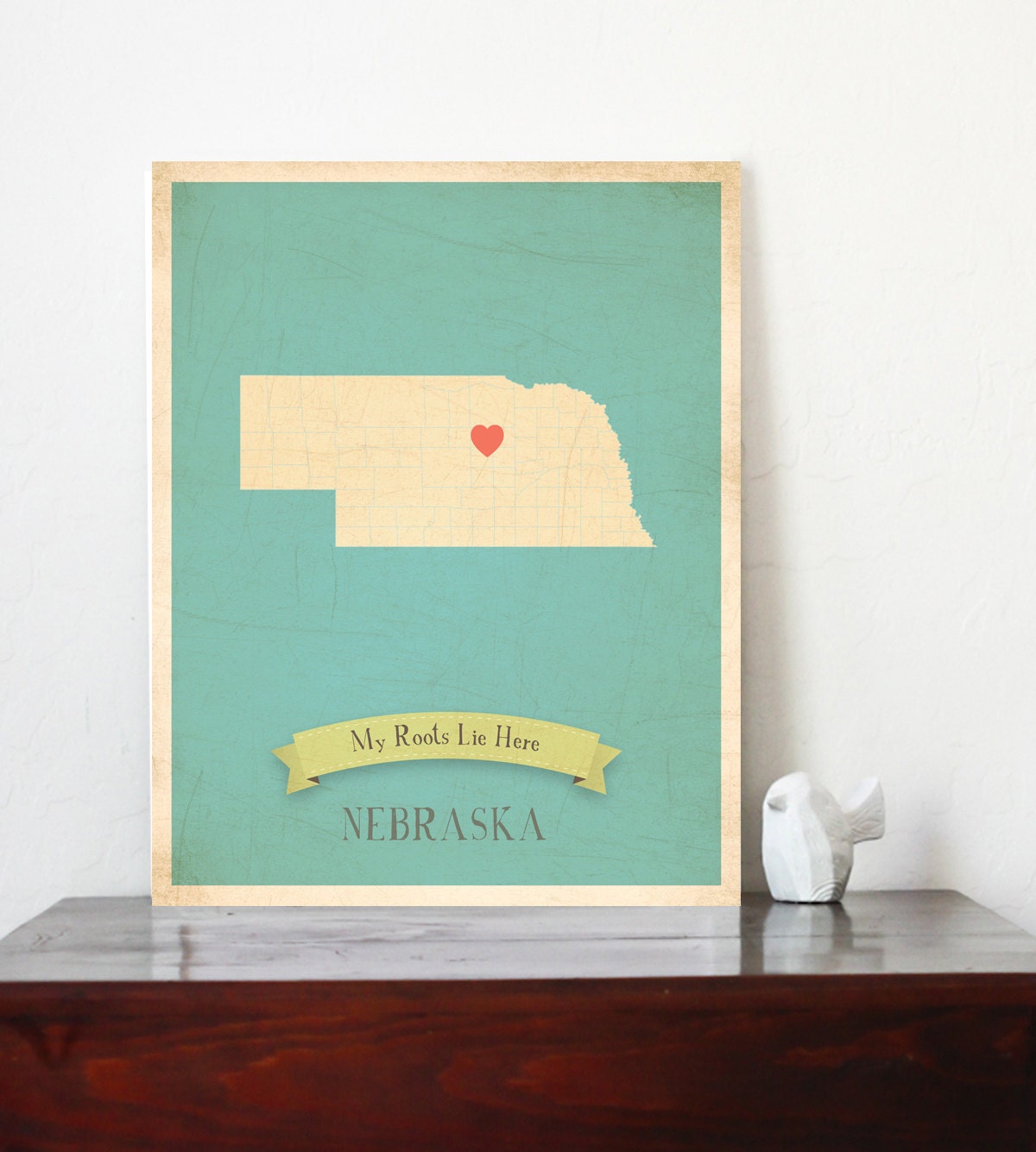 Nebraska Roots Map 11x14 Customized Print