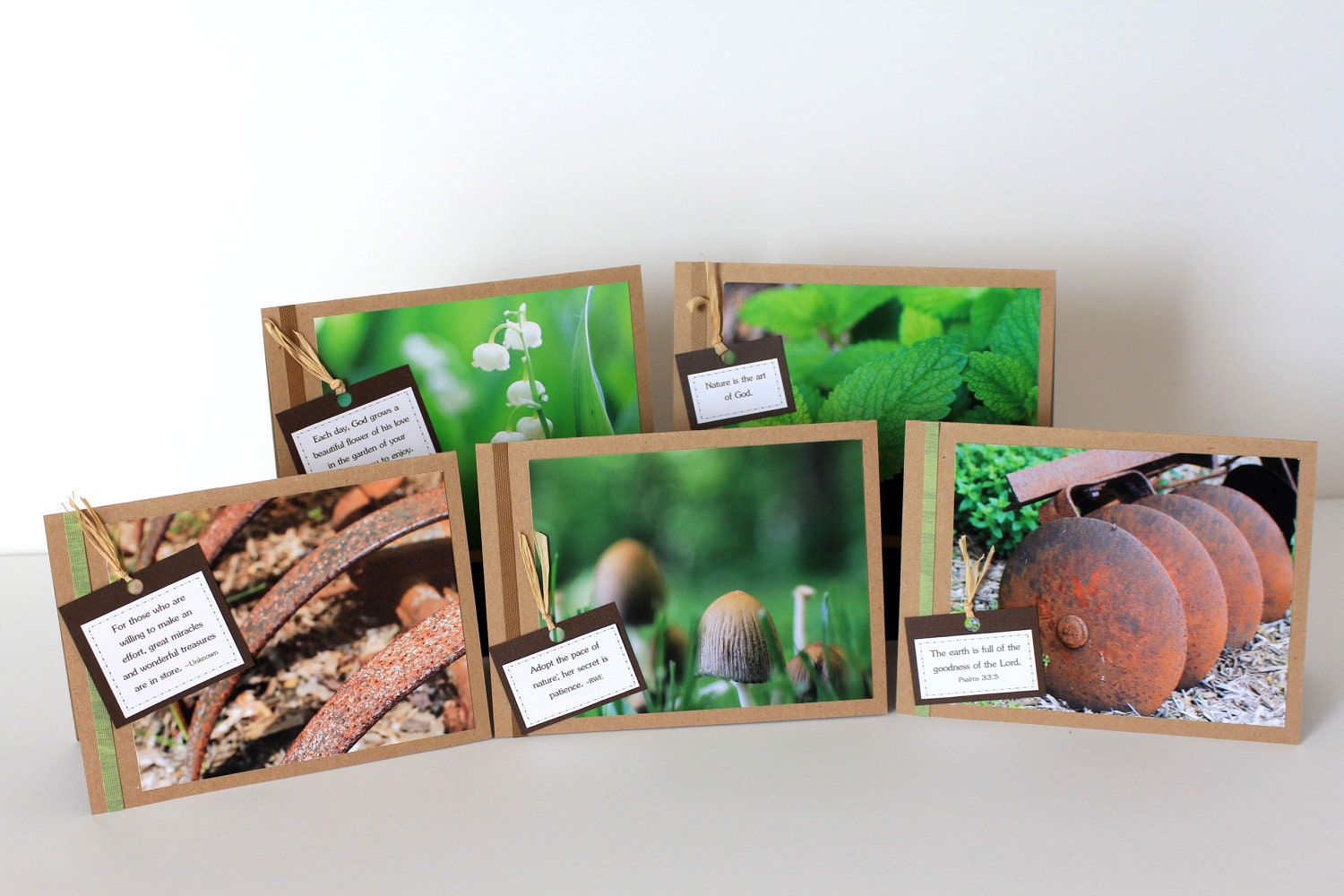 Garden Photographs Stationery Card Set with Nature Quotes Handmade, Spring and Summer, Herbs