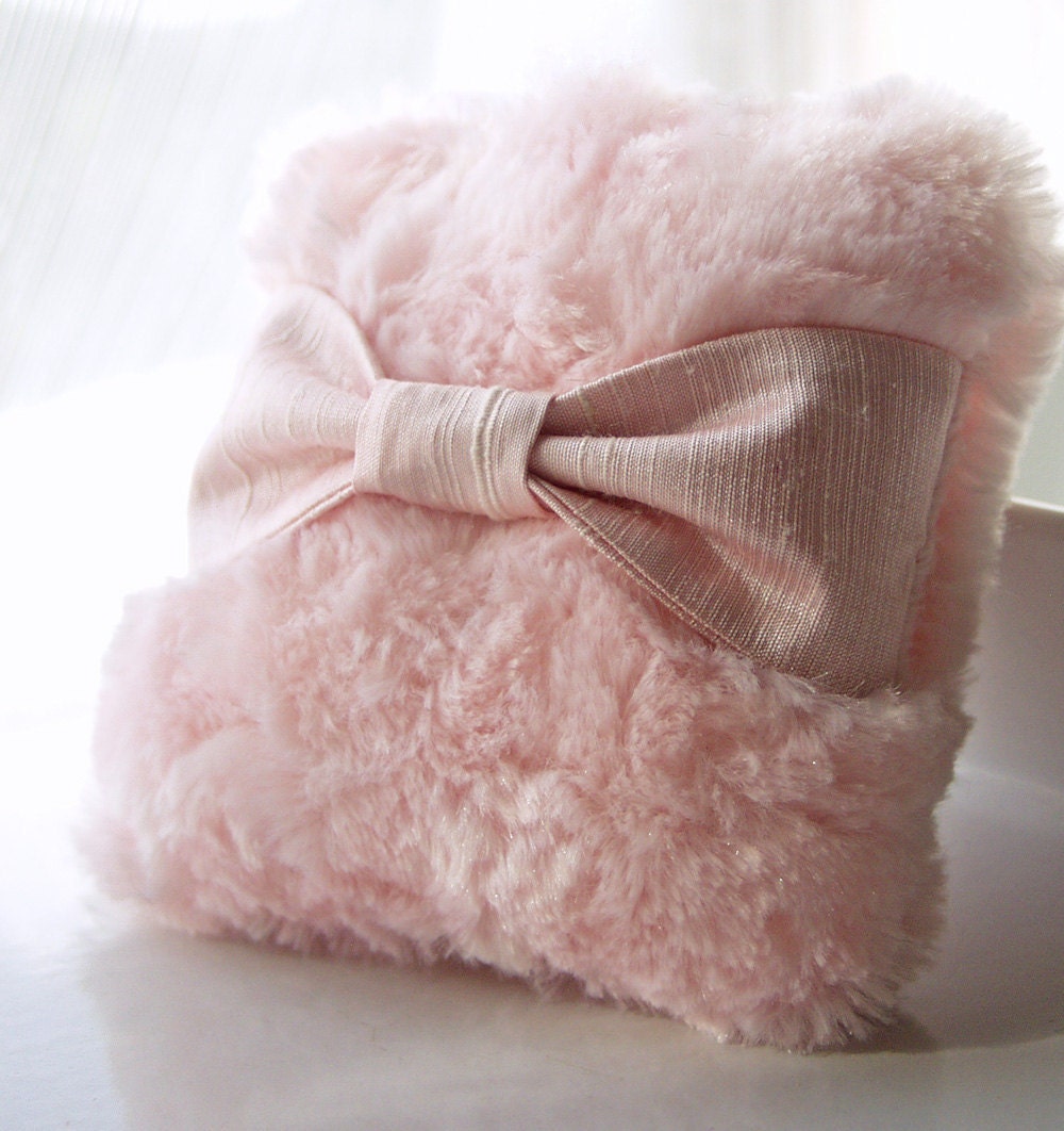 Dusting Powder Puff (puff only) Cotton Candy Pink with Matching Silk Dupioni Handle
