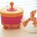 Bath Powder Container, Bath Powder Puff, Scented Dusting Powder WHIMSY (SET) Hot Pink and Orange