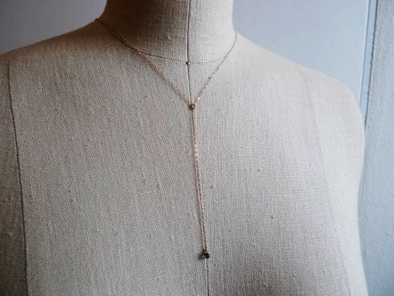 Kari Necklace of  Yellow Gold and Blue Sapphire