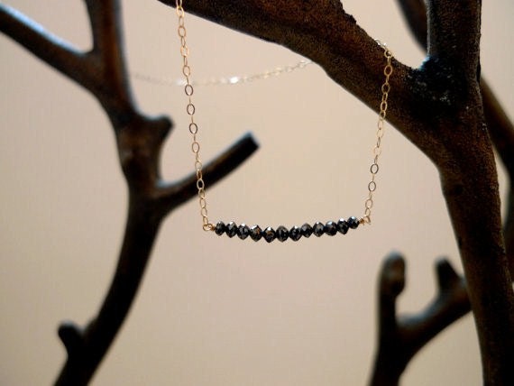 Artemis Necklace of  Yellow Gold and Black Diamonds