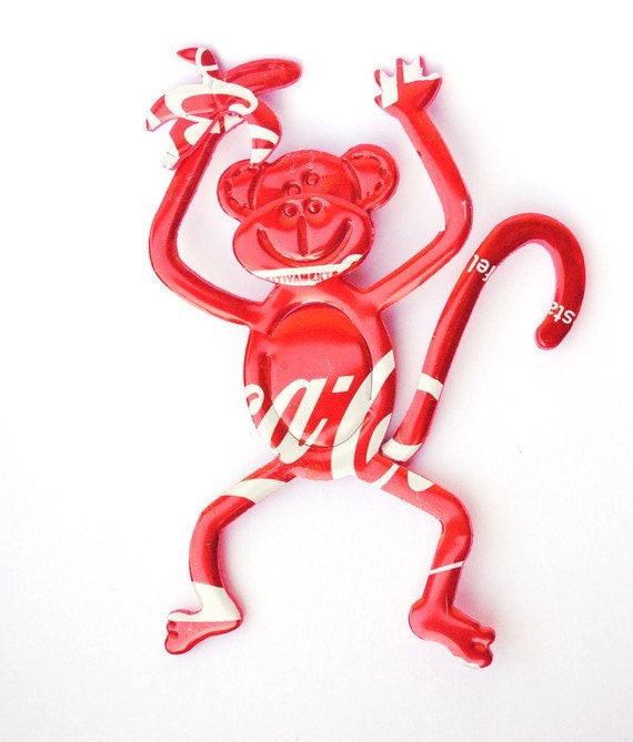 RECYCLED MONKEY 3-D Magnet from Soda Pop Can