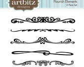 Flourish Elements, No. 17003 Clip Art Kit, 300 dpi .jpg and .png