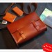 Hand Stitched Leather Briefcase/Messenger / Shoulder Bag / Laptop Bag in Retro Brown