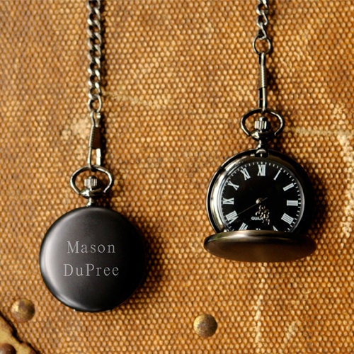 Father's Day - Personalized Midnight Pocket Watch - Groomsmen Gift or Father's Day