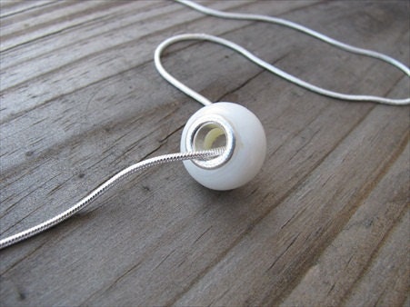 Large Hole Glass Beads- White- set of 4