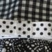Cotton Small Dog's Dress Pomeranian - Black and White Gingham and Abstract Print with Polka Dot Ribbon