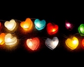 Love heart mulberry paper string light hand made light bed room living room decoration patio