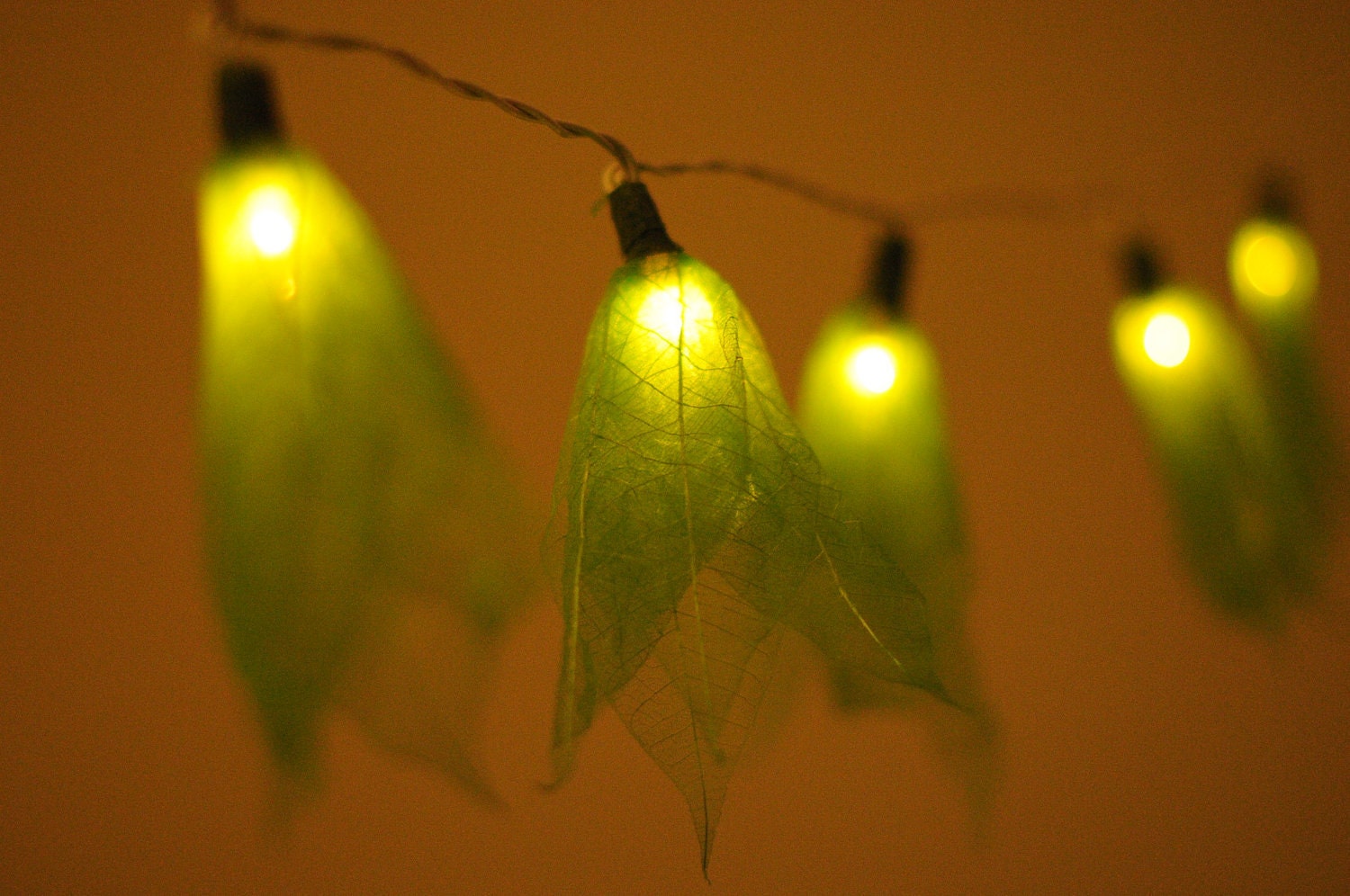 20 light green leaf flower handmade string light hanging lantern indoor decoration light bedroom study room living room decor