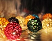 20 x rattan ball string light beautiful decoration furniture warm light Bali patio party living room decor Asian