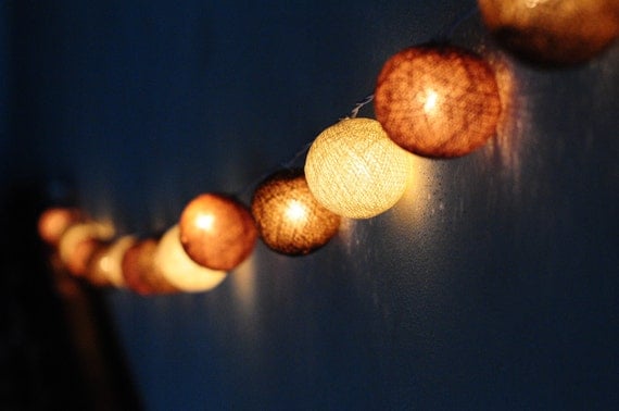 20 x mix coffee color cotton ball string light by cottonlight