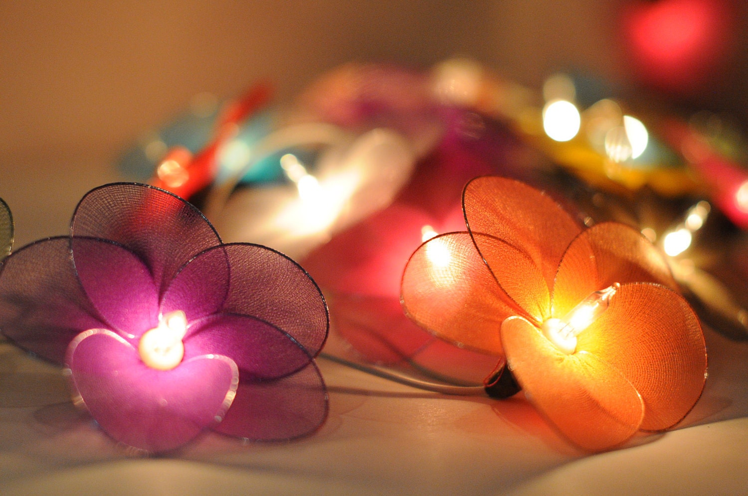 20 flower handmade in mix color shade color string light patio decoration wedding bedroom living room party lantern