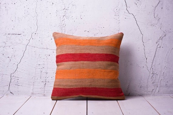 16 x 16 Throw Pillow Decorative Pillow Accent Pillow Bohemian Pillow Vintage Kilim Pillow Cover Old Cushion Retro Pillow - 01615-36