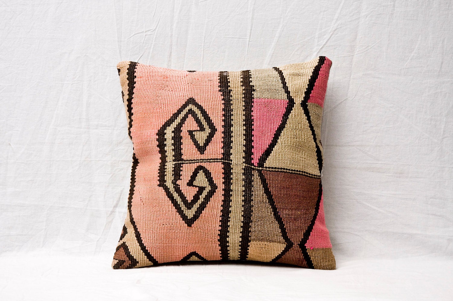 hand woven vintage kilim pillow cover -15.35" x 15.35"- free shipment with UPS - 01947-38