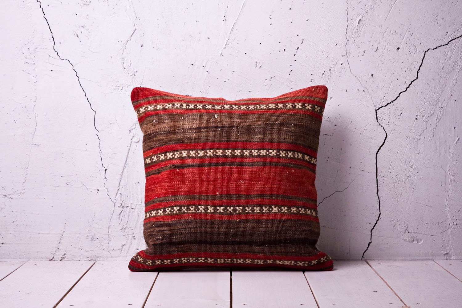 hand woven vintage kilim pillow cover - 17.72" x 18.11" - free shipment with UPS - 01634-45