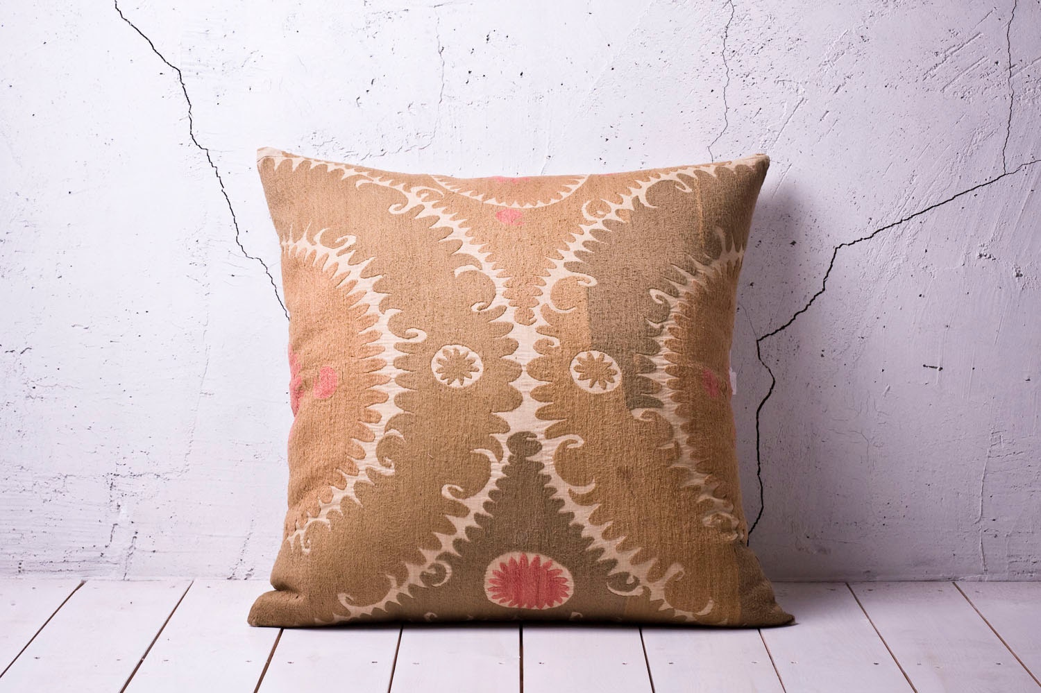 handmade vintage suzani pillow cover - 29.33" x 29.92" - free shipment with UPS -00671-155