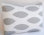 Lumbar pillow cover 12" x 16" storm gray and white chipper ikat
