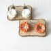 Mini Post Earrings - Paper Jewelry Earrings - Orange and Yellow Flowers