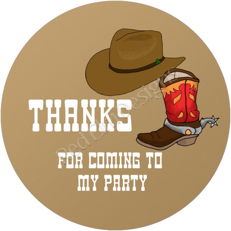 Cowboy Stickers (brown) - Sheet of 20 - 2" round