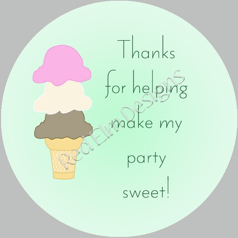 Ice Cream stickers - Sheet of 20 - 2" round