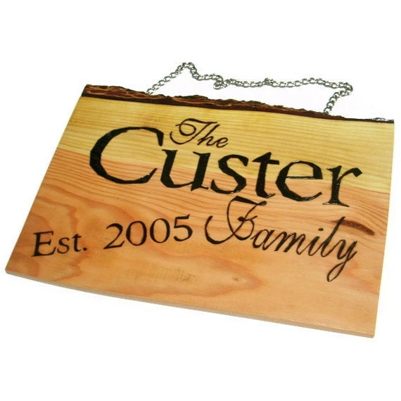 Wood Sign Personalized - Custom Rustic Family Name Sign - Woodburnt with Established Year