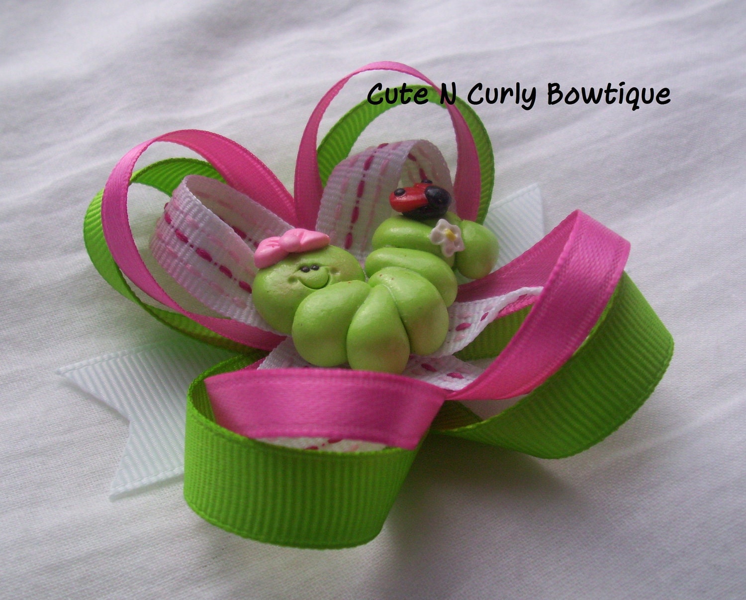 Hair bow Polymer Clay Garden Worm Bow