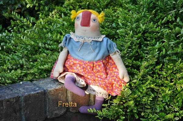Peggy, a good and patient Listener. OOAK Folk, Primitive art doll.