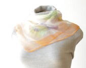 Vintage Scarf - Orange, Floral, Green, Spring, Good for decorative purposes