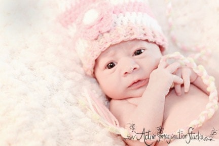 Pink and White Valentine's Elf Hat, Baby Girl Photo Prop