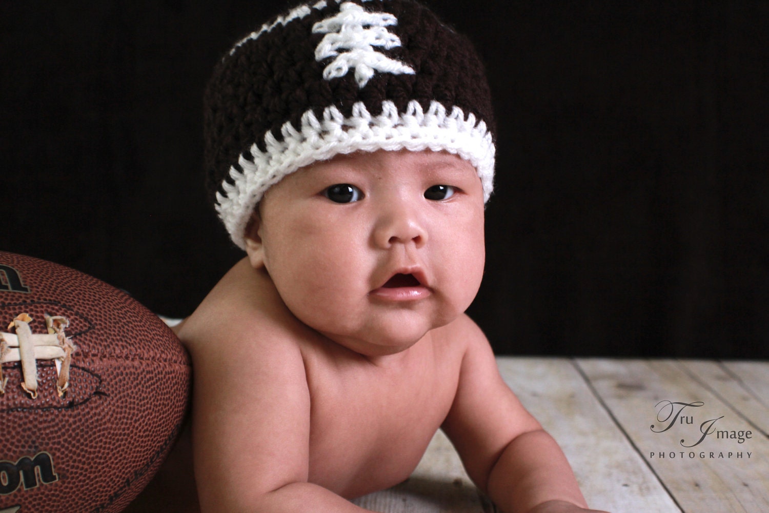 Crochet Football Hat, Beanie (Baby Photo Prop or Baby Shower Gift)