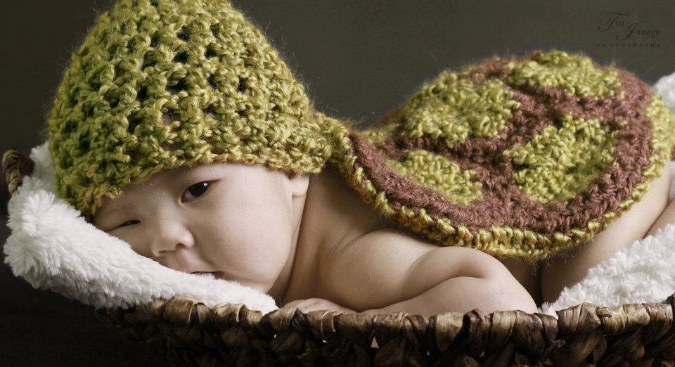 Happy Little Turtle Hat and Cape, Crochet Baby Photo Prop