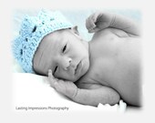 Preemie Blue Crown, Crochet Hat, Headcovering for Infant Boys, Great Photo Prop