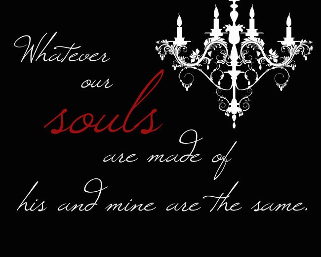 Emily Bronte: Souls, Black and White and Red Typography Print, Valentines Day Gift, Literary Art, Love Art, Romance Art, Love Quote