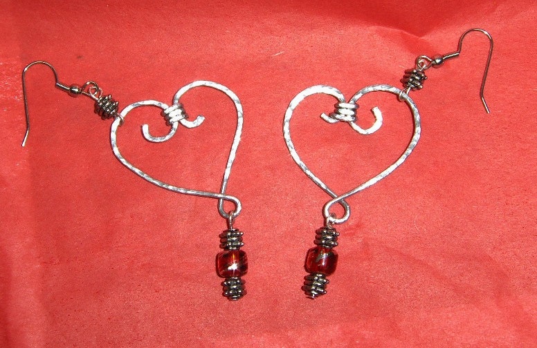 Wire Heart Dangle Earrings