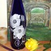 Glass bottle Incense burner - Hand Etched- Free Shipping- Blue Skies and Poppies